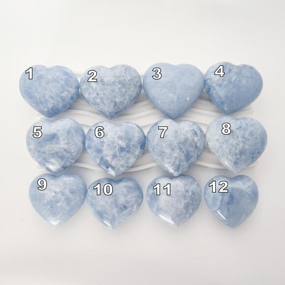 Blue Calcite Puffy Heart Crystal Carving - Picture 7 of 8